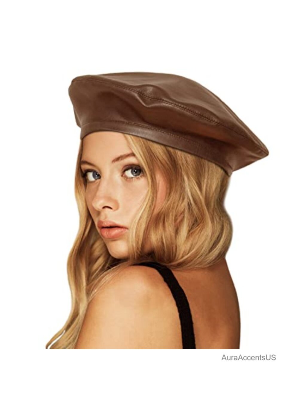 Wheebo PU Leather Beret for Women French Artist Painter Hat Classic Solid Style